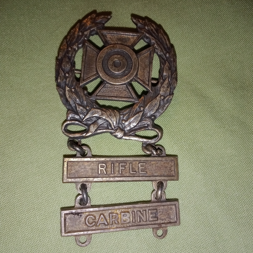 Vintage Military Sterling Silver Marksman Pin